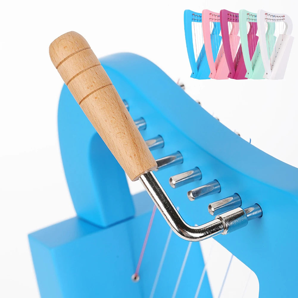 Shunmaii 8-String Lyre Harp Solid Wood Mini With Tuning Wrench