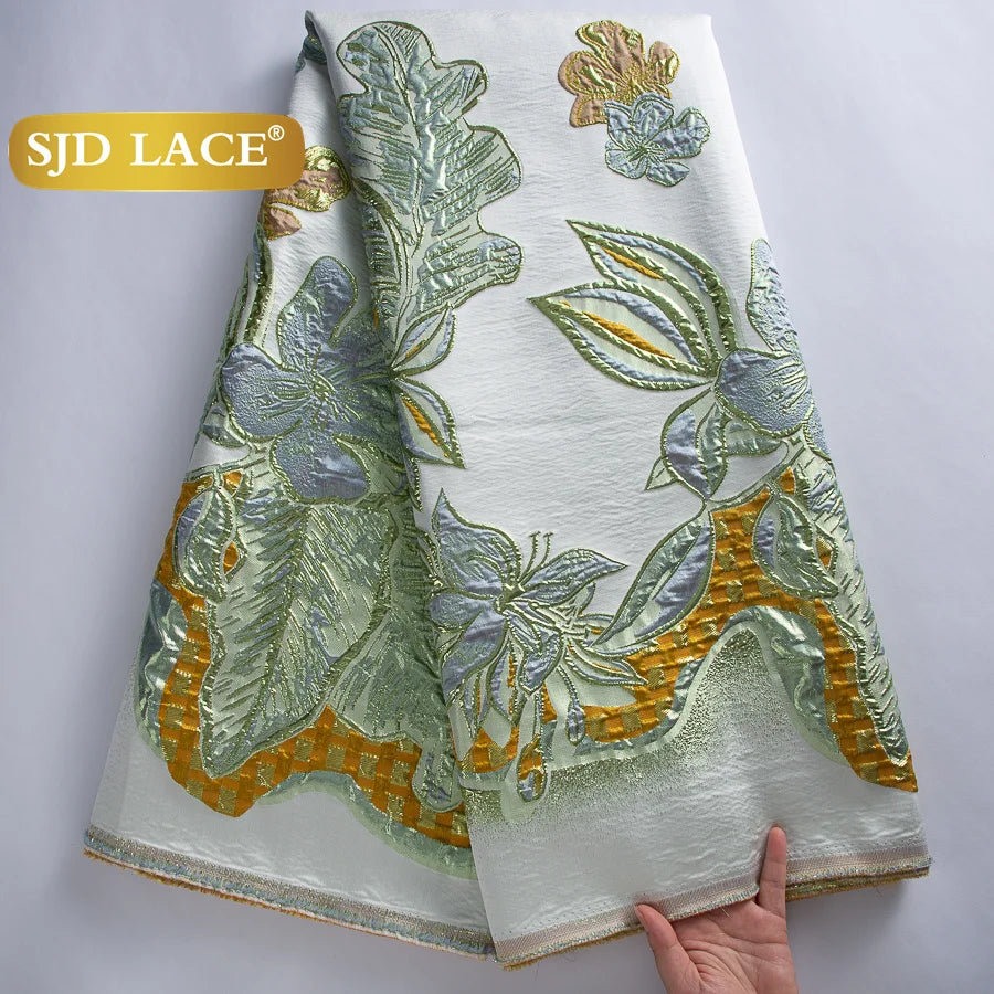 SJD LACA Nigerian Brocade Lace Damask Fabric For Women Dresses