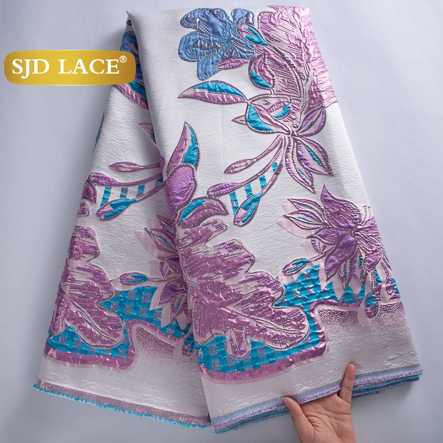 SJD LACA Nigerian Brocade Lace Damask Fabric For Women Dresses