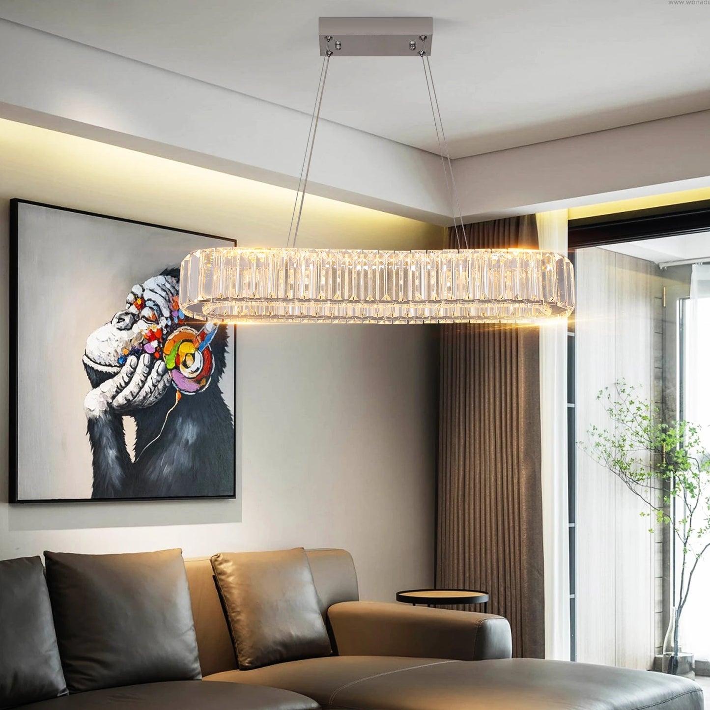 VETRULUS Modern Luxury Crystal Oval LED Chandelier Ceiling Light