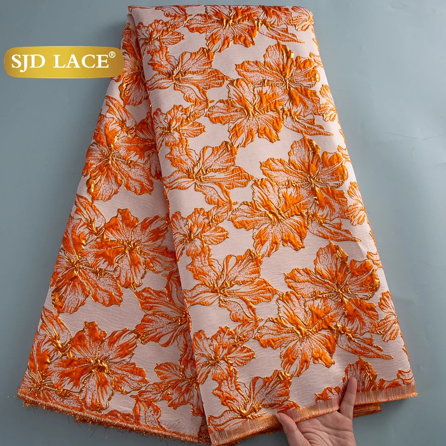SJD LACA Nigerian Brocade Lace Damask Fabric For Women Dresses