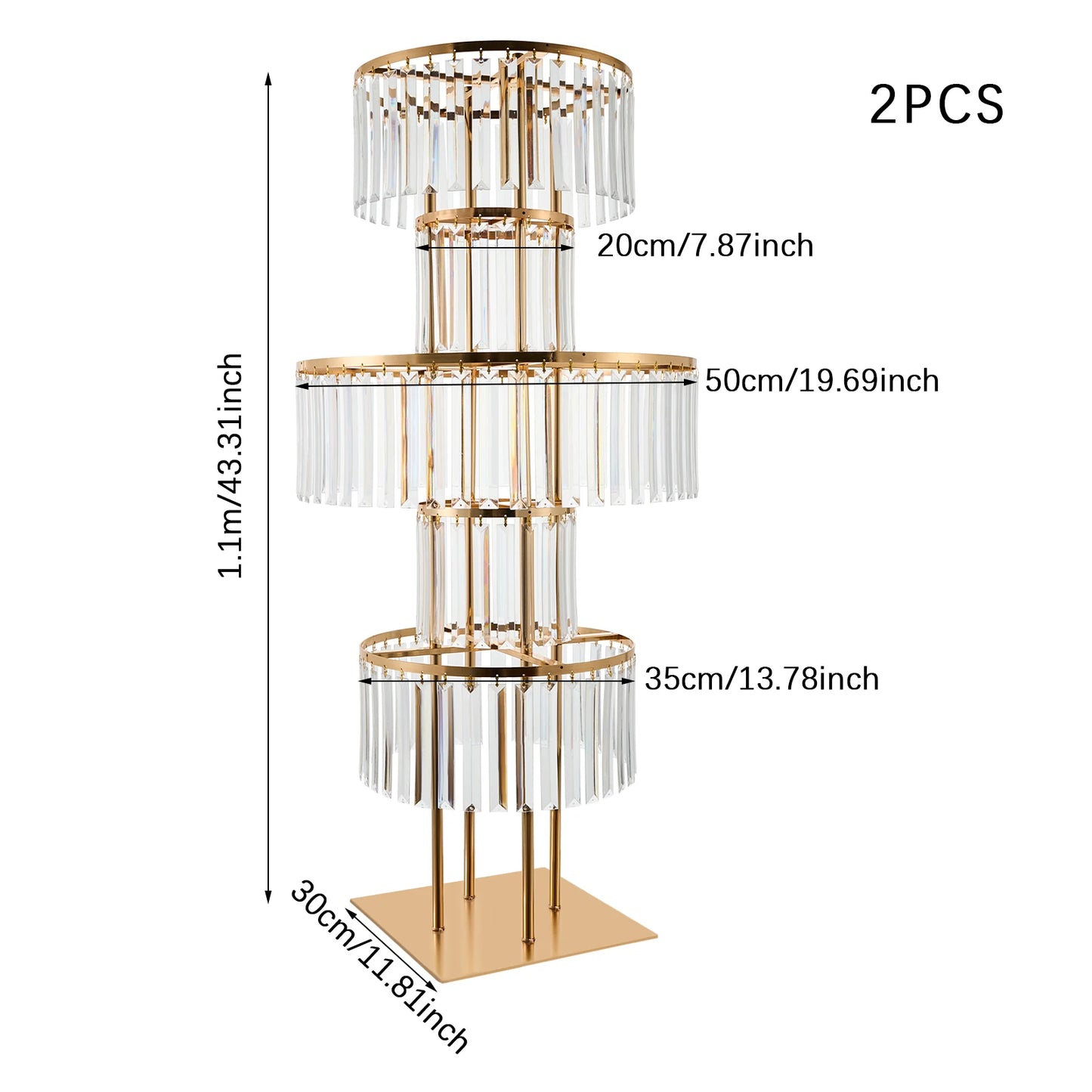 NONECN 2-Piece 5-Tier Crystal Flower Stand Wedding Centerpieces