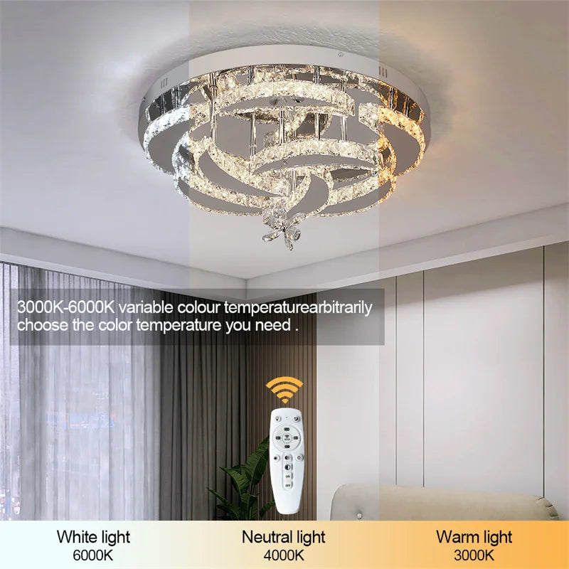 GreeLustr Crystal LED Ceiling Chandelier For Living Dining Room