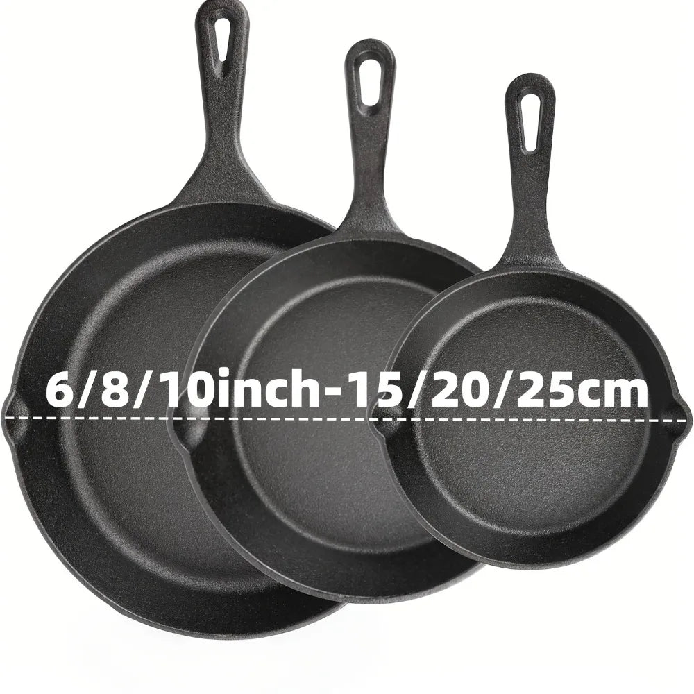 AEDG Cast Iron Skillet Set 3 Piece Preseasoned Pans