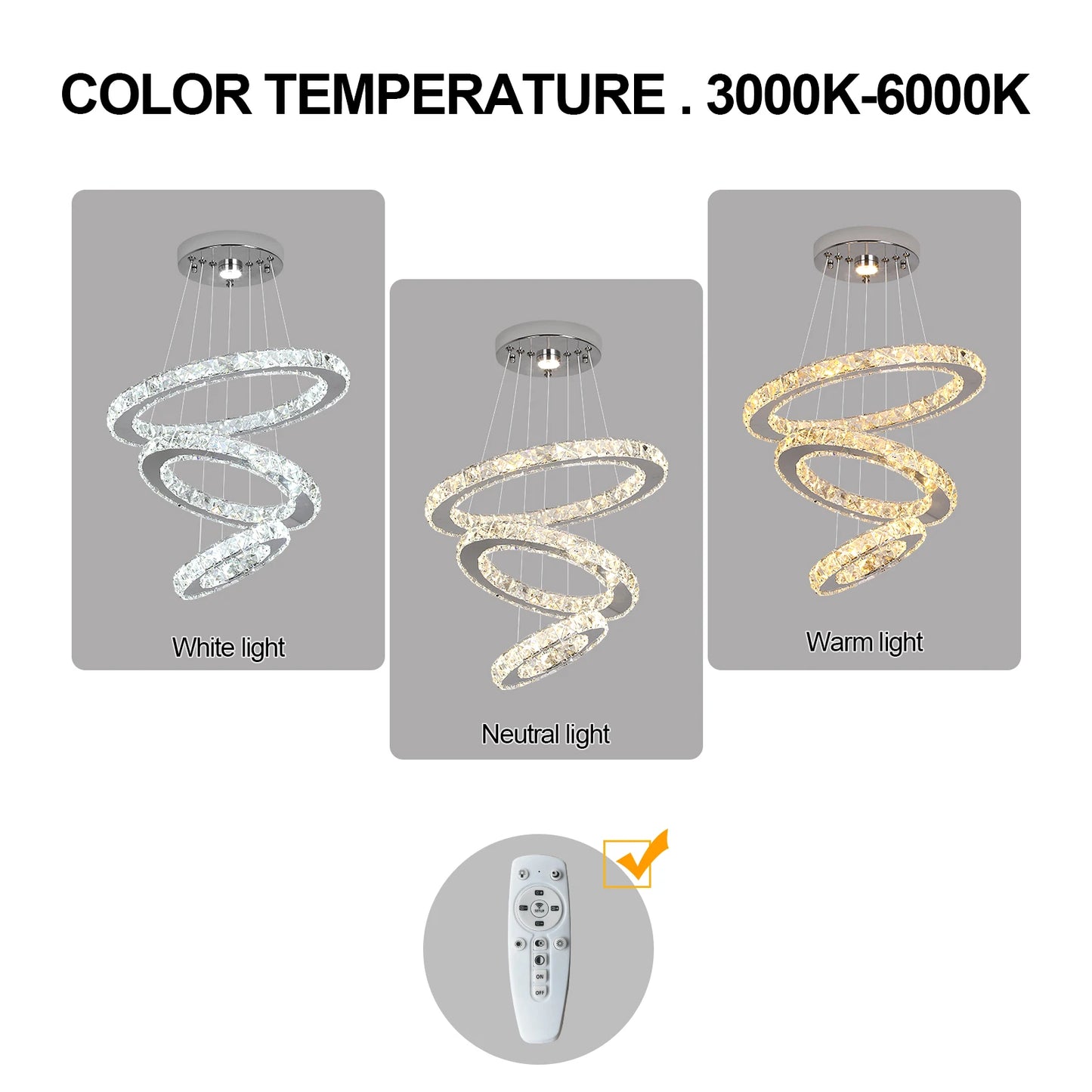 GreeLustr LED Crystal Ring Pendant Light Chandelier