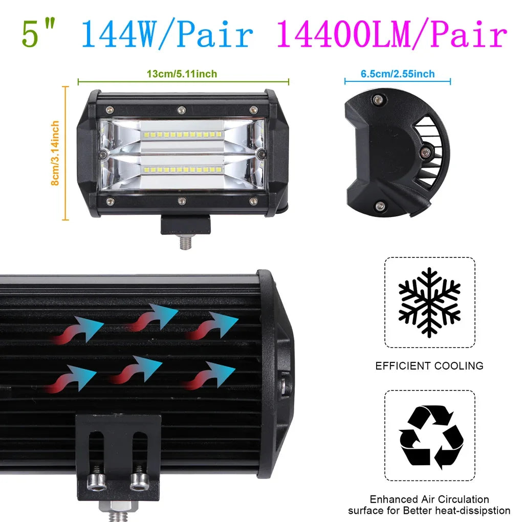 AUCD 4-Pack LED Flood Lights 12-24V for Vehicles and Boats