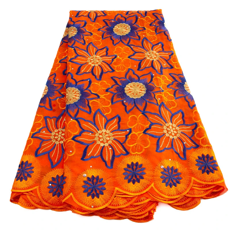 African Lace Fabric With Stones Swiss Voile Polyester
