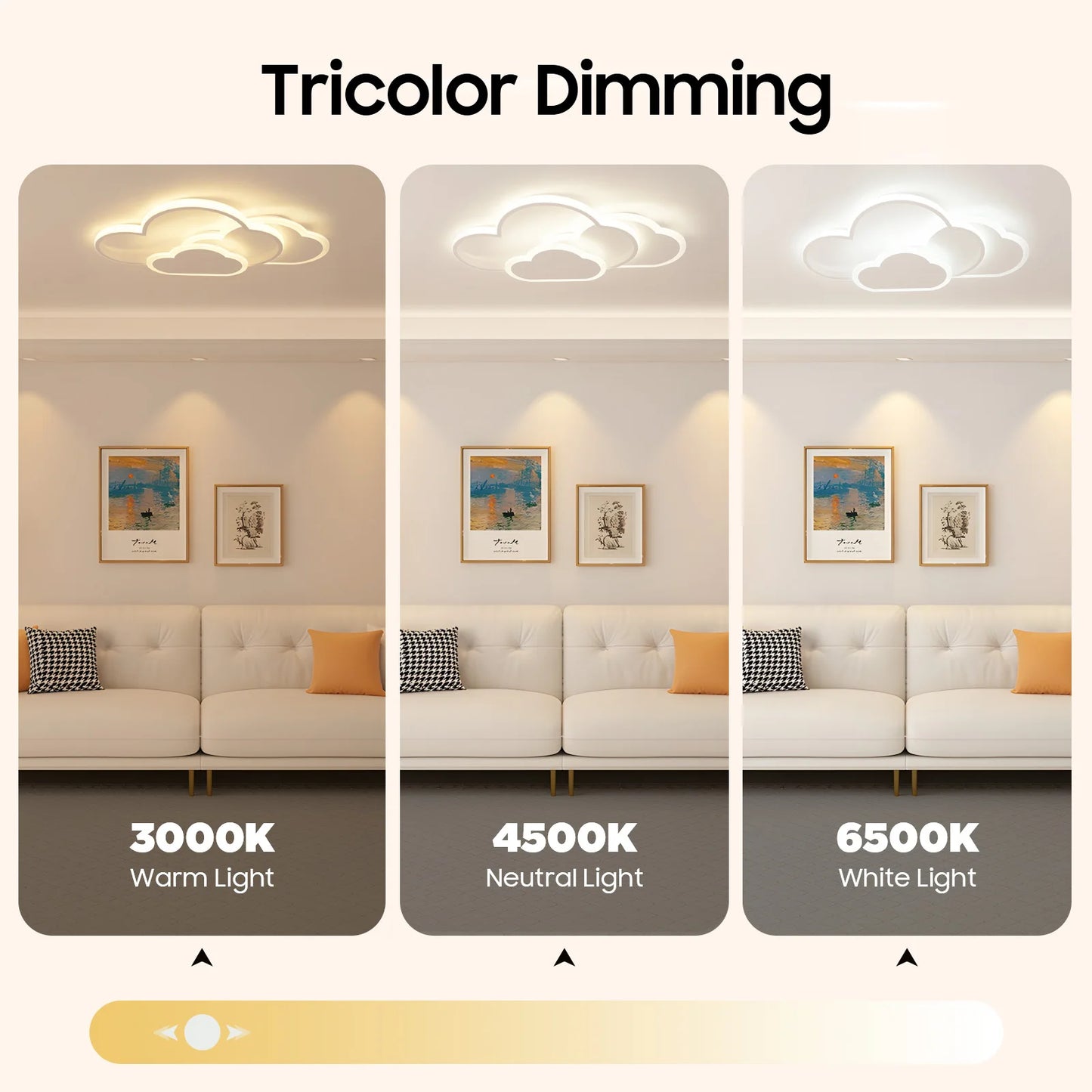 Cloud Shape LED Ceiling Light With 3 Color Temperatures