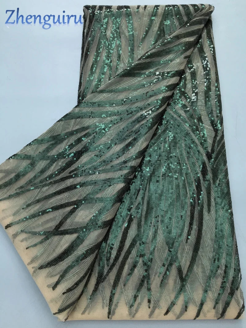 NONECN Nigerian Lace Fabric Luxury Embroidered Mesh for Bridal Dress