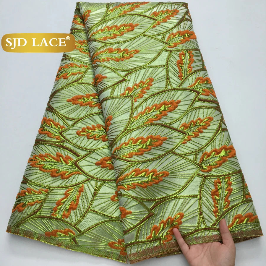 SJD LACA Nigerian Brocade Lace Damask Fabric For Women Dresses