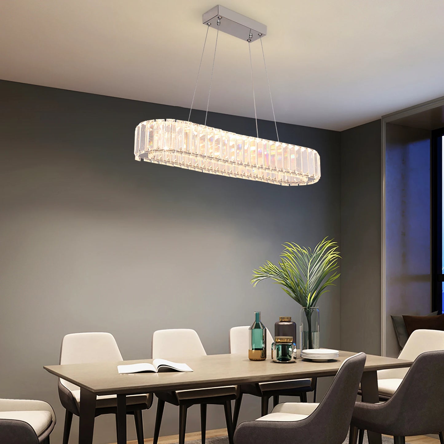 VETRULUS Modern Luxury Crystal Oval LED Chandelier Ceiling Light