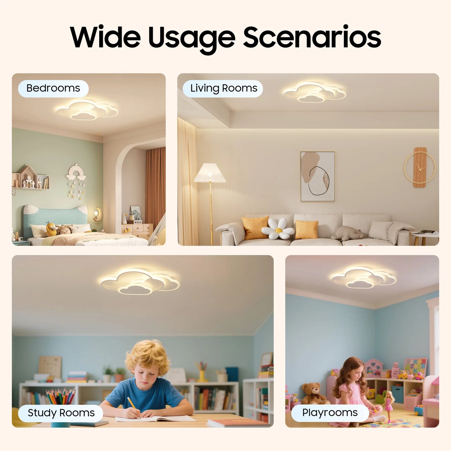 Cloud Shape LED Ceiling Light With 3 Color Temperatures
