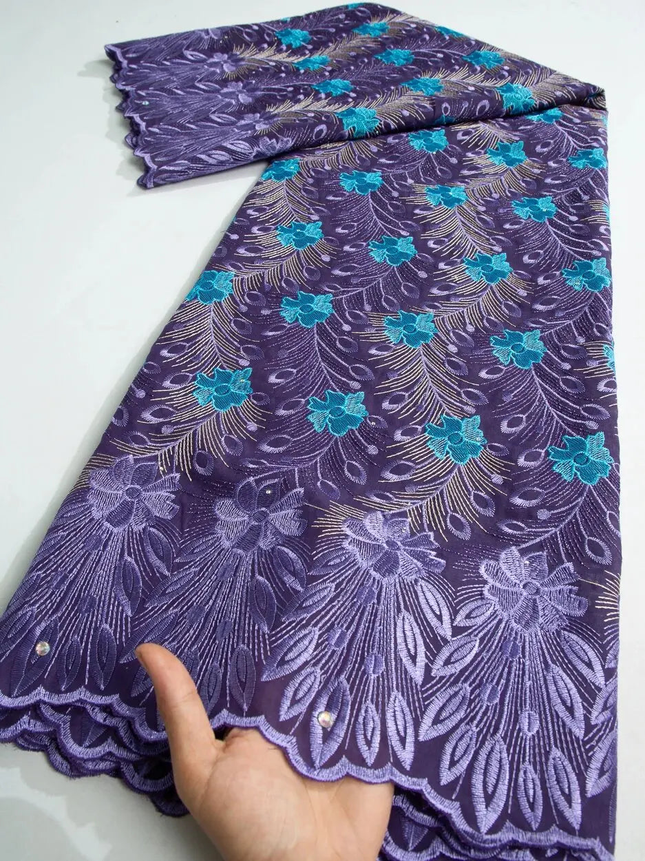 NONECN African Lace Embroidered Swiss Voile With Stones For Wedding