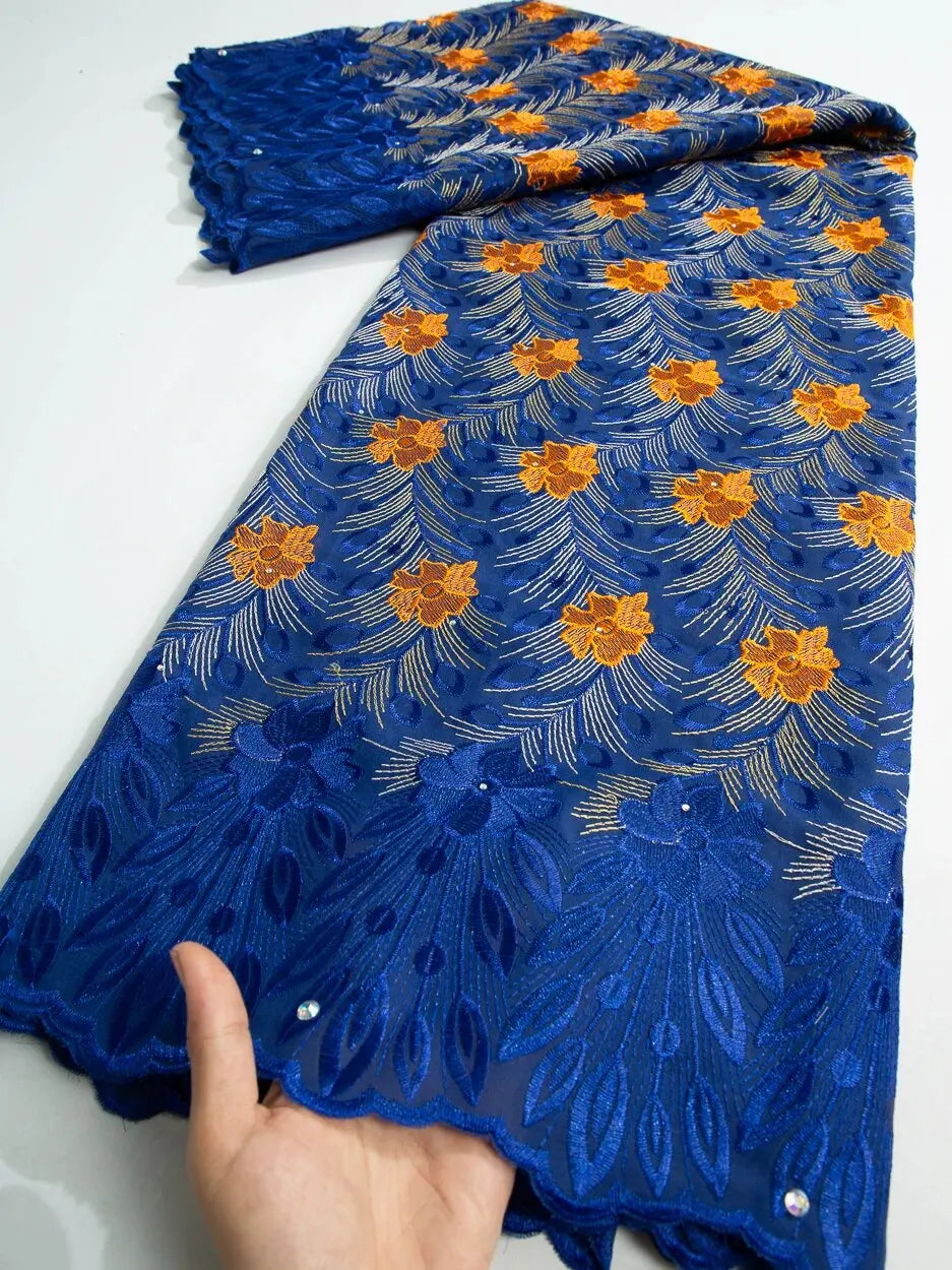 NONECN African Lace Embroidered Swiss Voile With Stones For Wedding