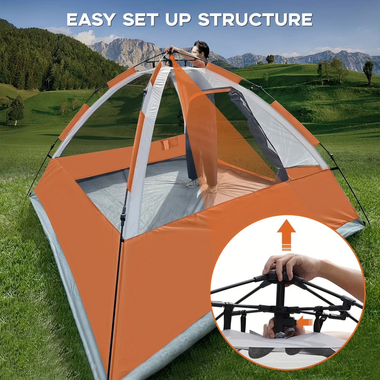 Unp Pop Up Camping Tent Waterproof Windproof Setup With Rainfly