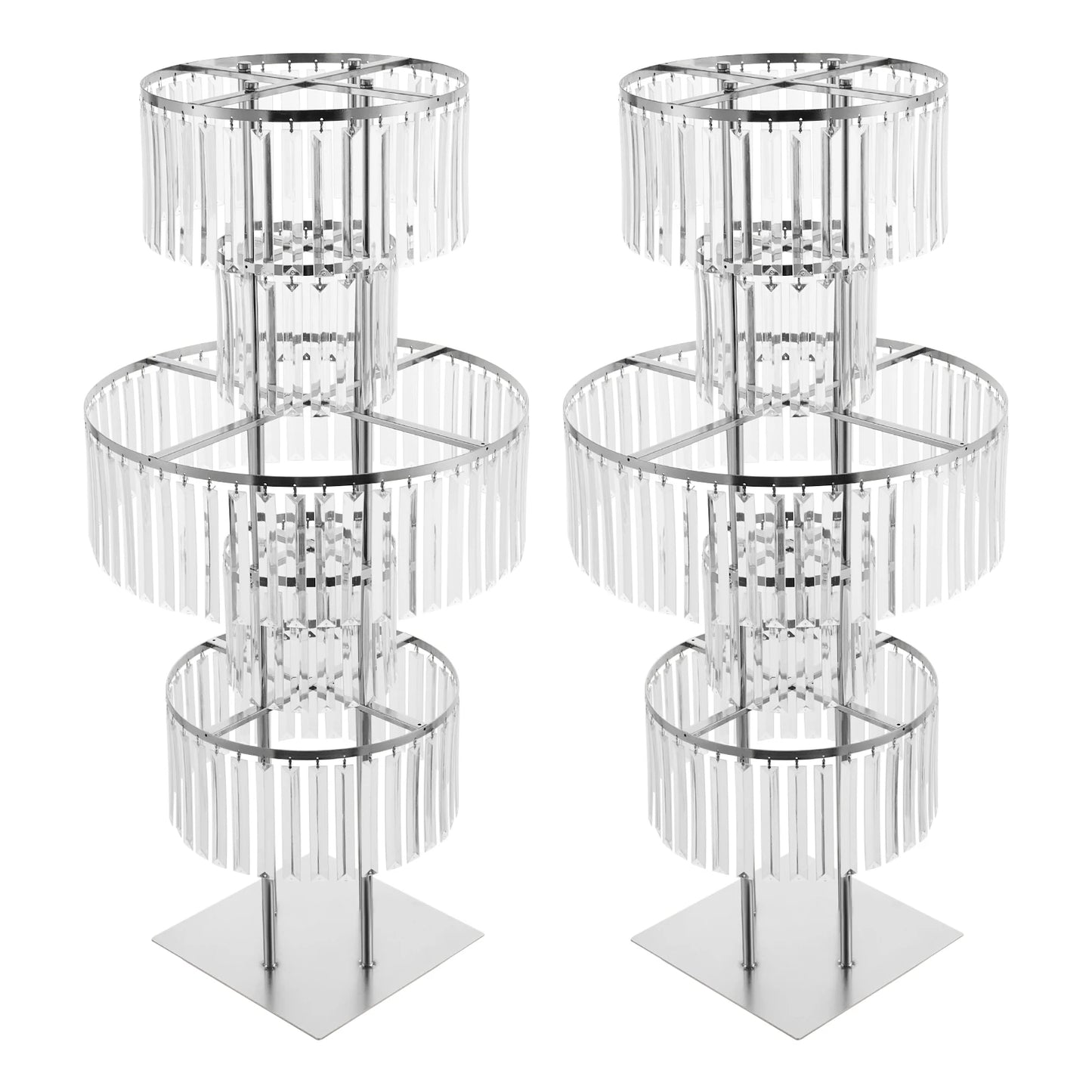 NONECN 2-Piece 5-Tier Crystal Flower Stand Wedding Centerpieces
