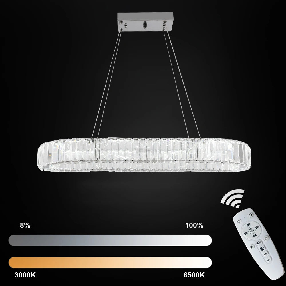 VETRULUS Modern Luxury Crystal Oval LED Chandelier Ceiling Light