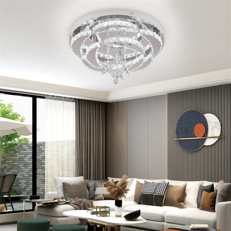 GreeLustr Crystal LED Ceiling Chandelier For Living Dining Room
