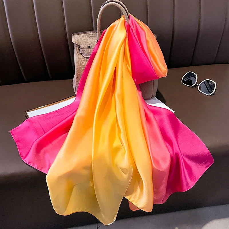 Gradient Silk Hijab Scarf For Women Wrap Shawl