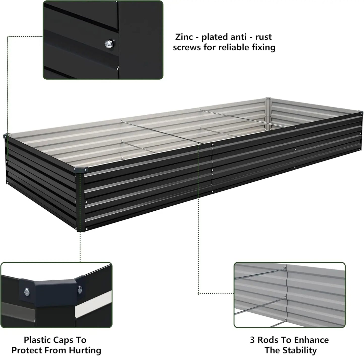 Galvanized Steel Raised Garden Bed Kit 2-Pack