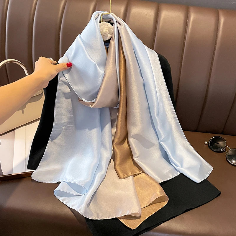 Gradient Silk Hijab Scarf For Women Wrap Shawl