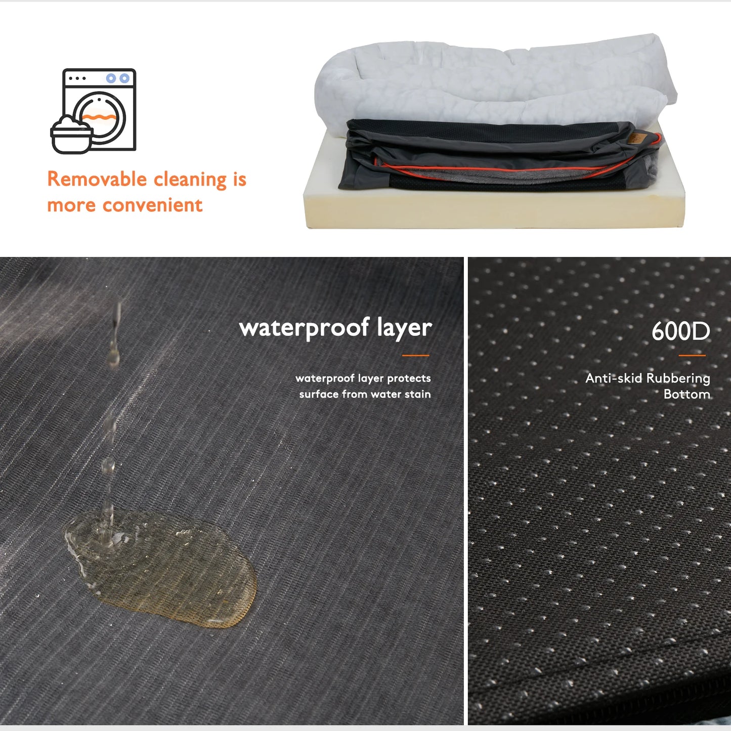 Bingopaw Dog Bed Anti Allergy Fleece Removable Washable Waterproof Cover