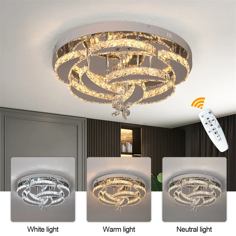 GreeLustr Crystal LED Ceiling Chandelier For Living Dining Room
