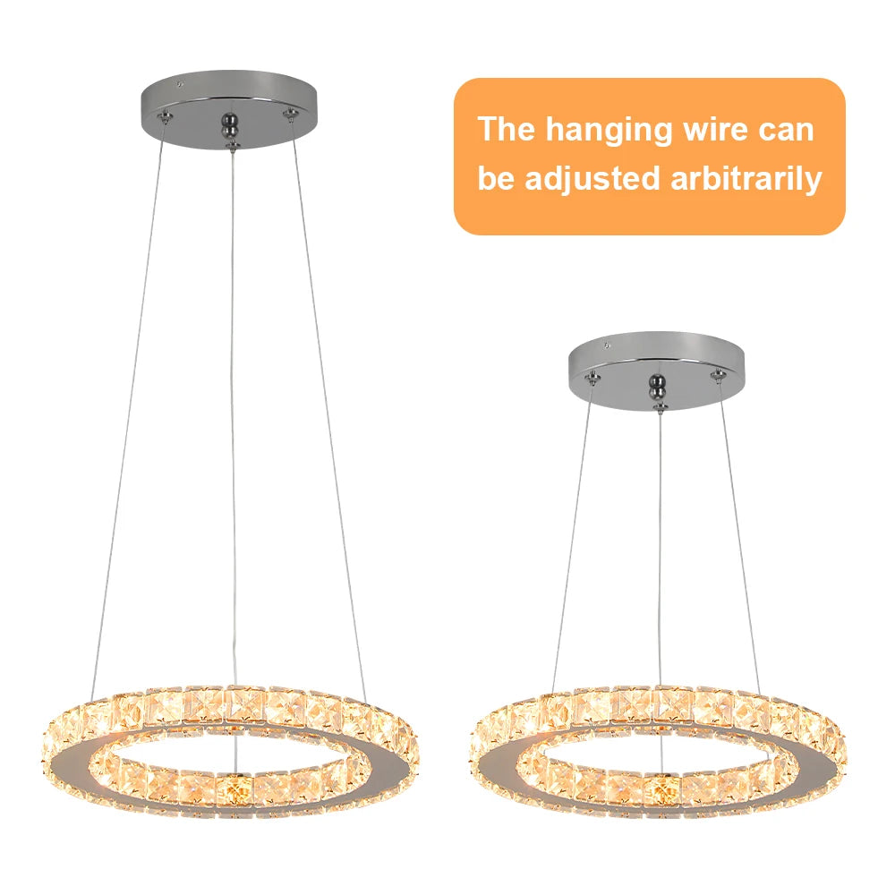 GreeLustr LED Crystal Ring Pendant Light Chandelier