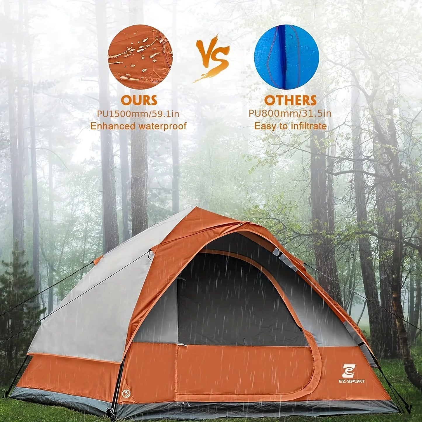 Unp Pop Up Camping Tent Waterproof Windproof Setup With Rainfly
