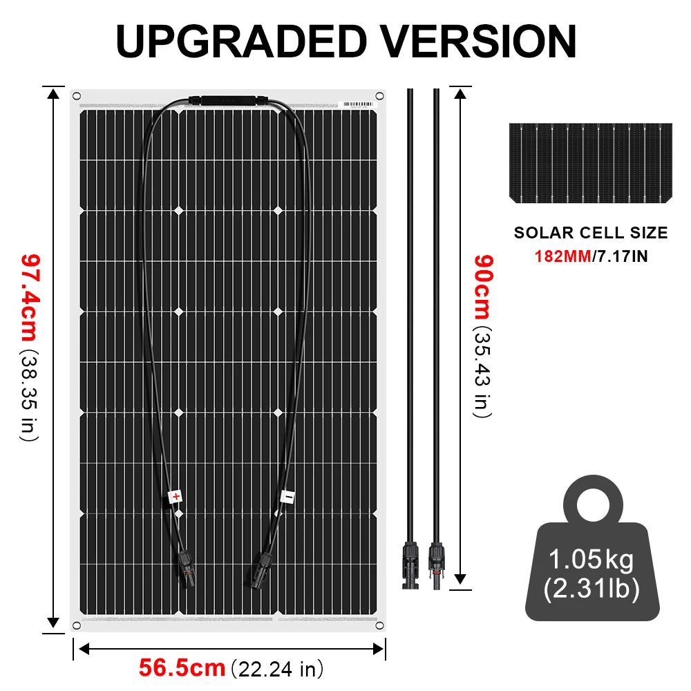 DOKIO Waterproof 100W Monocrystalline Flexible Solar Panel