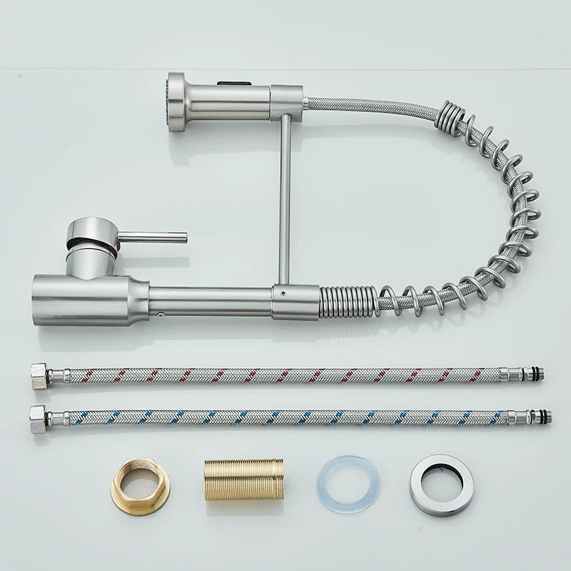Rozin Pull Down Kitchen Faucet Single Handle Hot Cold Water Mixer Tap 360 Swivel