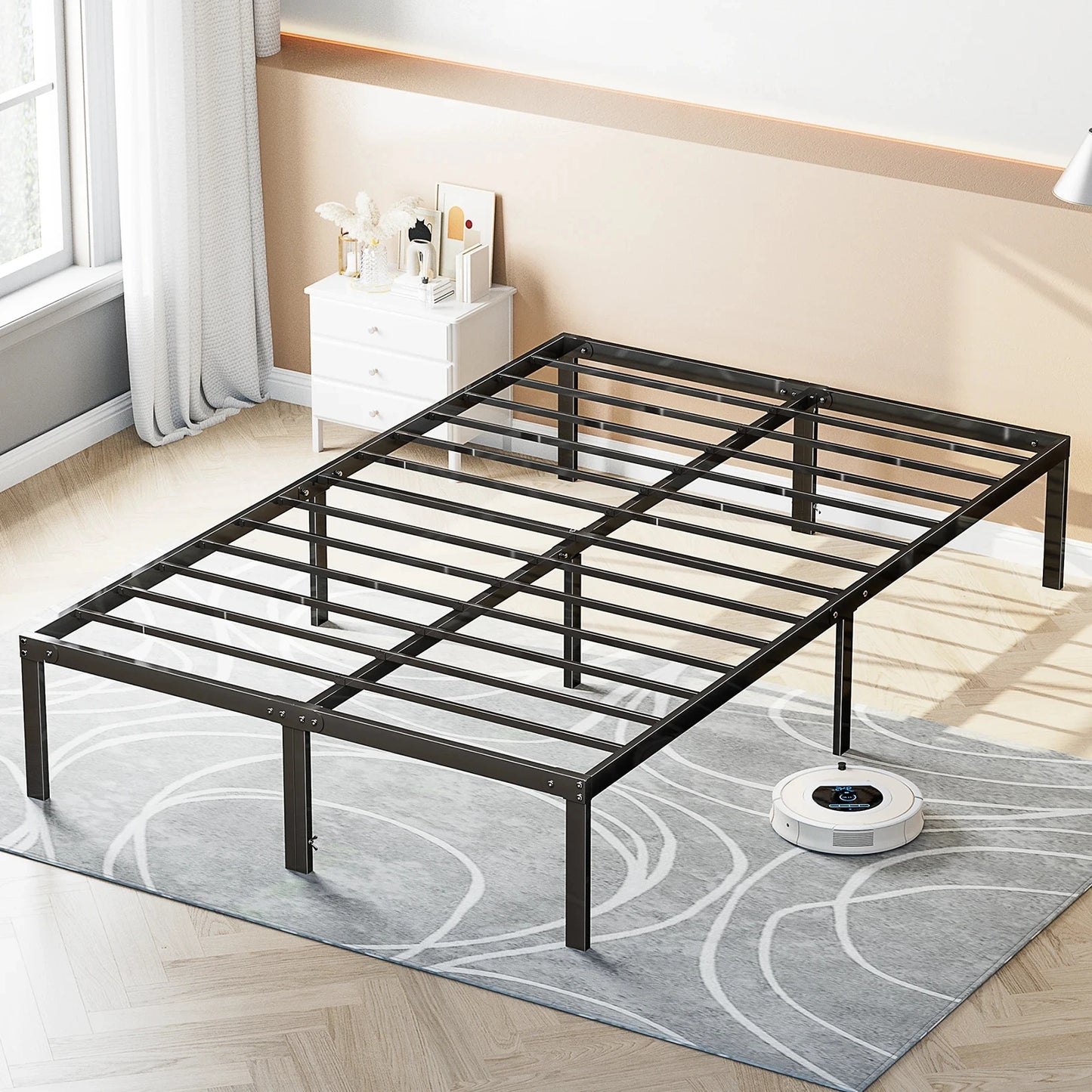 JHK Metal Bed Frame With Slat Support