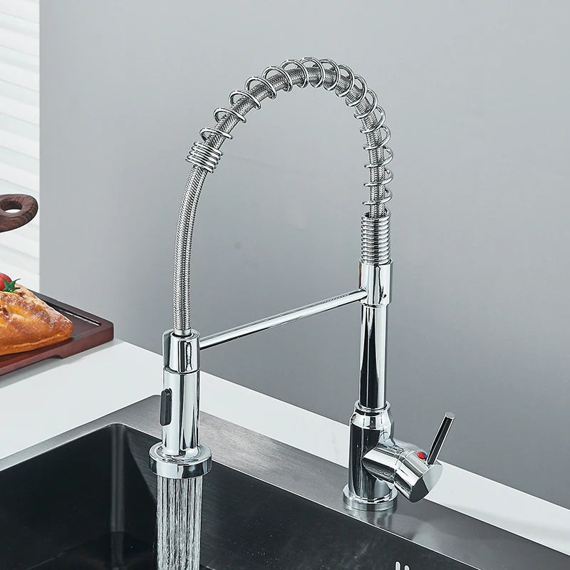 Rozin Pull Down Kitchen Faucet Single Handle Hot Cold Water Mixer Tap 360 Swivel
