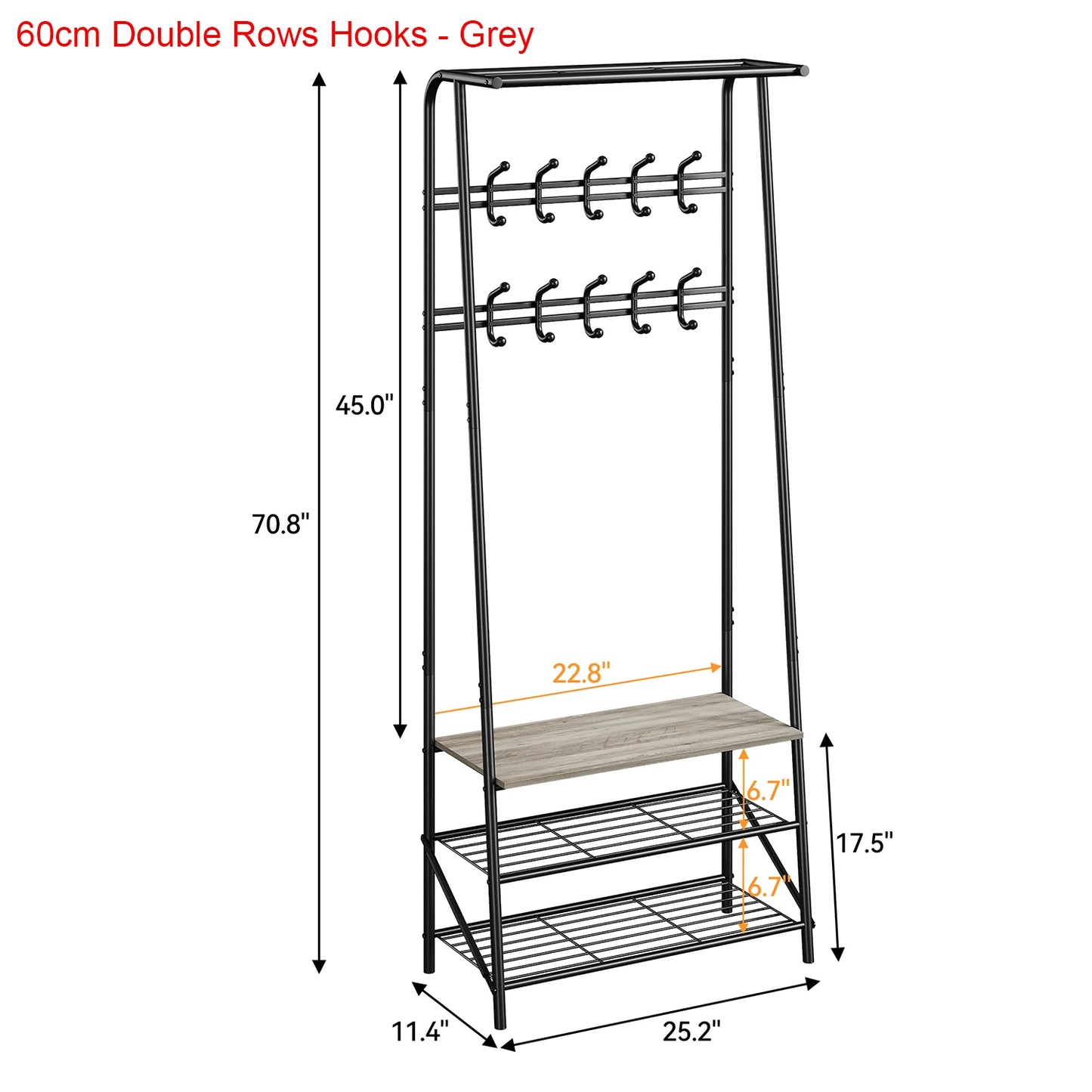 TWISTER.CK 4-in-1 Coat Rack Bench Hall Tree With Shoe Rack
