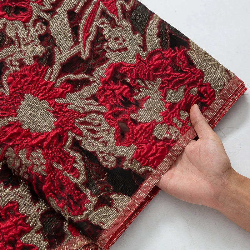 SJD LACA Nigerian Brocade Lace Damask Fabric For Women Dresses