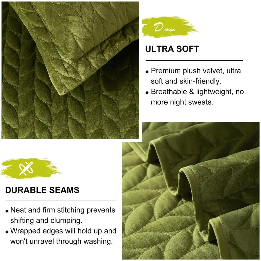 Velvet Quilt Set Lightweight 3 Piece Bedding For All Season