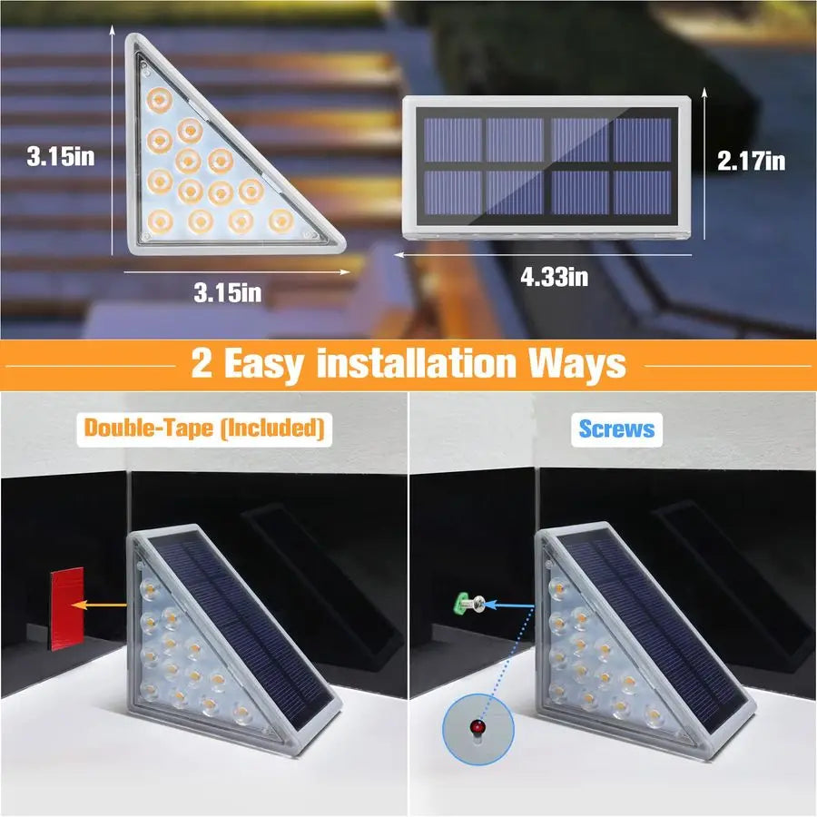Outdoor Solar Stair Lights 12 Pack IP67 Waterproof 80 Lumen