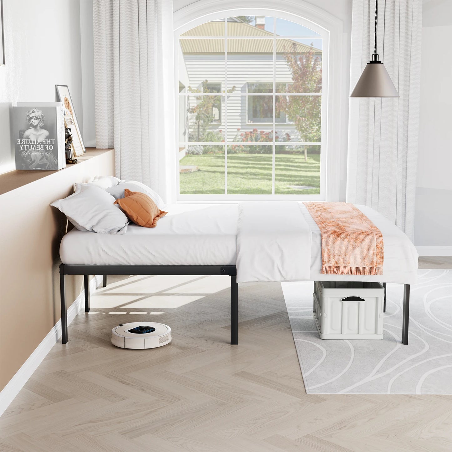 JHK Metal Bed Frame With Slat Support