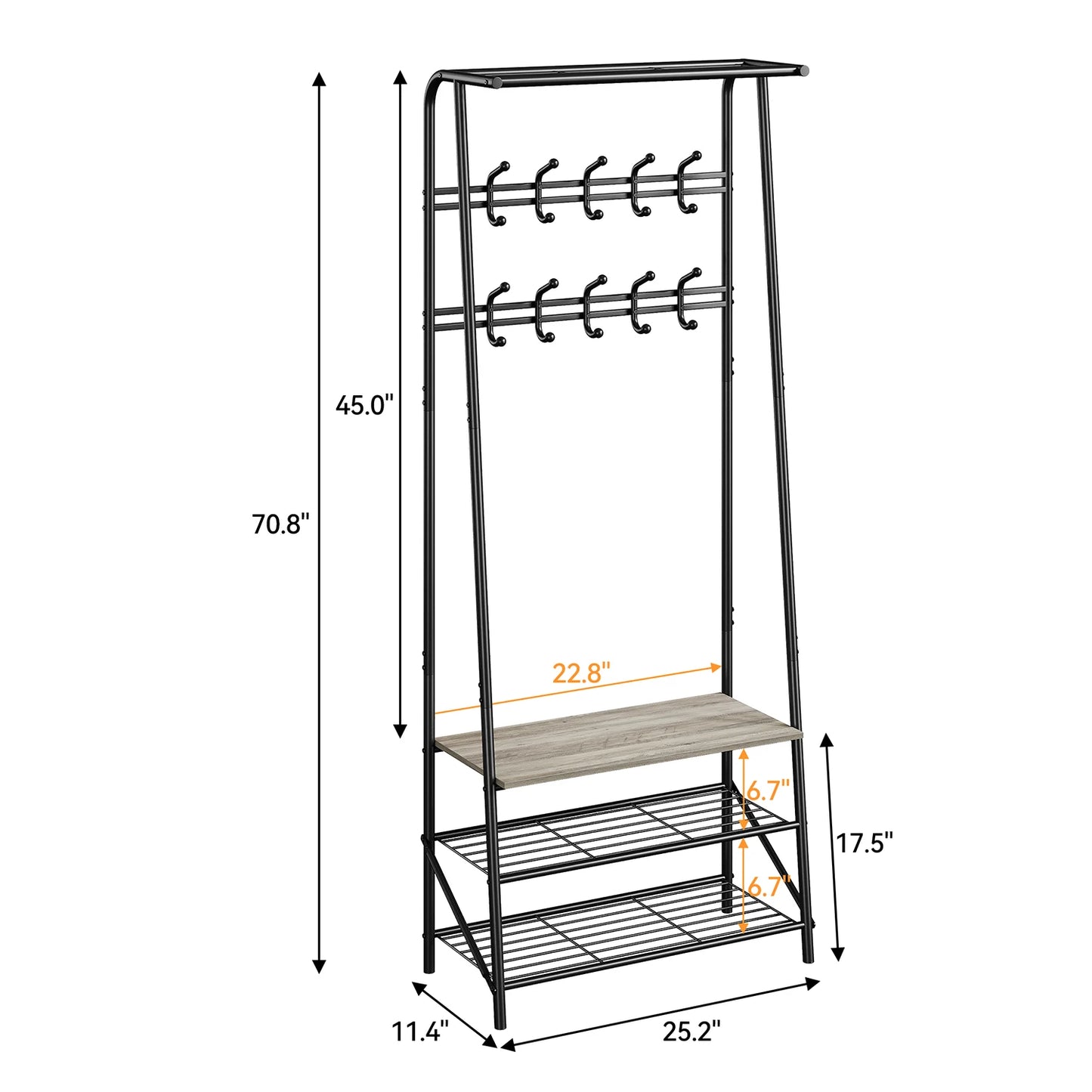 TWISTER.CK 4-in-1 Coat Rack Bench Hall Tree With Shoe Rack