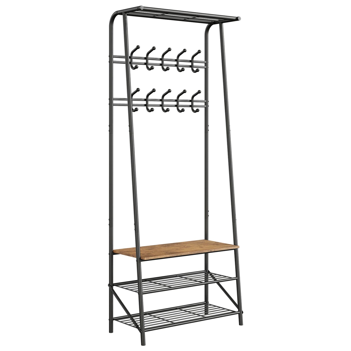 TWISTER.CK 4-in-1 Coat Rack Bench Hall Tree With Shoe Rack