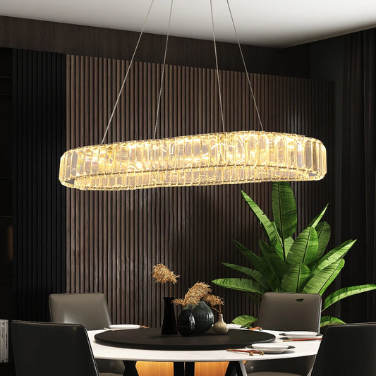 VETRULUS Modern Luxury Crystal Oval LED Chandelier Ceiling Light