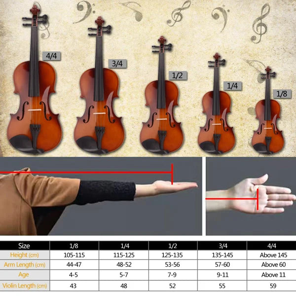 Solid Wood Violin Set With Case Bow Rosin For Beginners