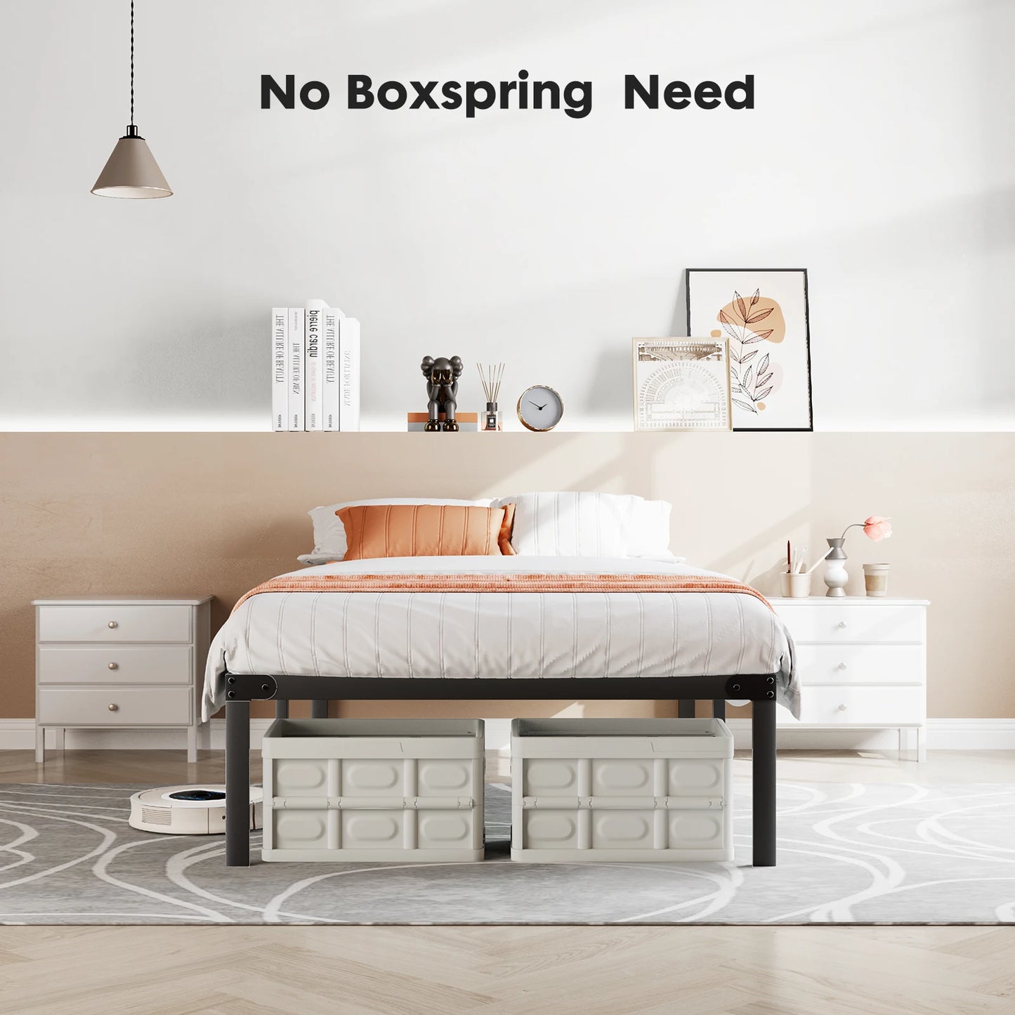 JHK Metal Bed Frame With Slat Support