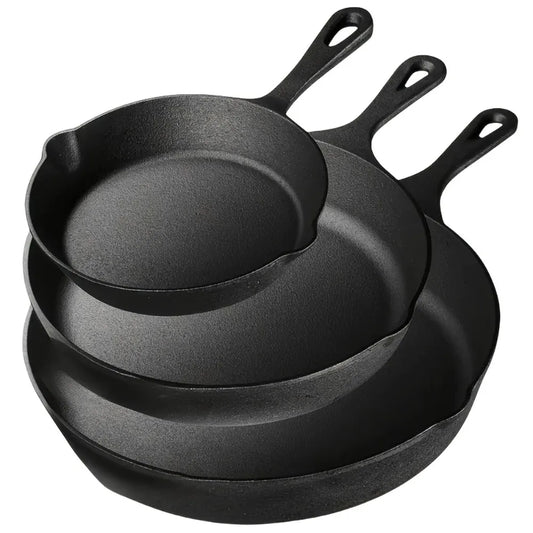 AEDG Cast Iron Skillet Set 3 Piece Preseasoned Pans