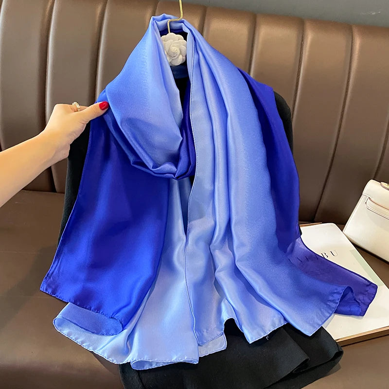 Gradient Silk Hijab Scarf For Women Wrap Shawl