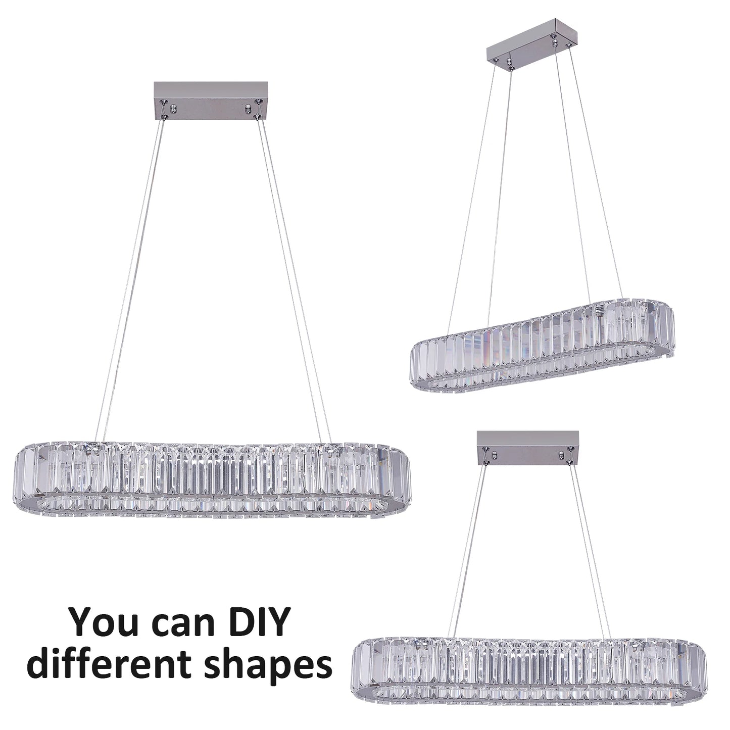 VETRULUS Modern Luxury Crystal Oval LED Chandelier Ceiling Light