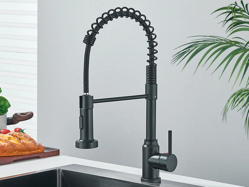 Rozin Pull Down Kitchen Faucet Single Handle Hot Cold Water Mixer Tap 360 Swivel