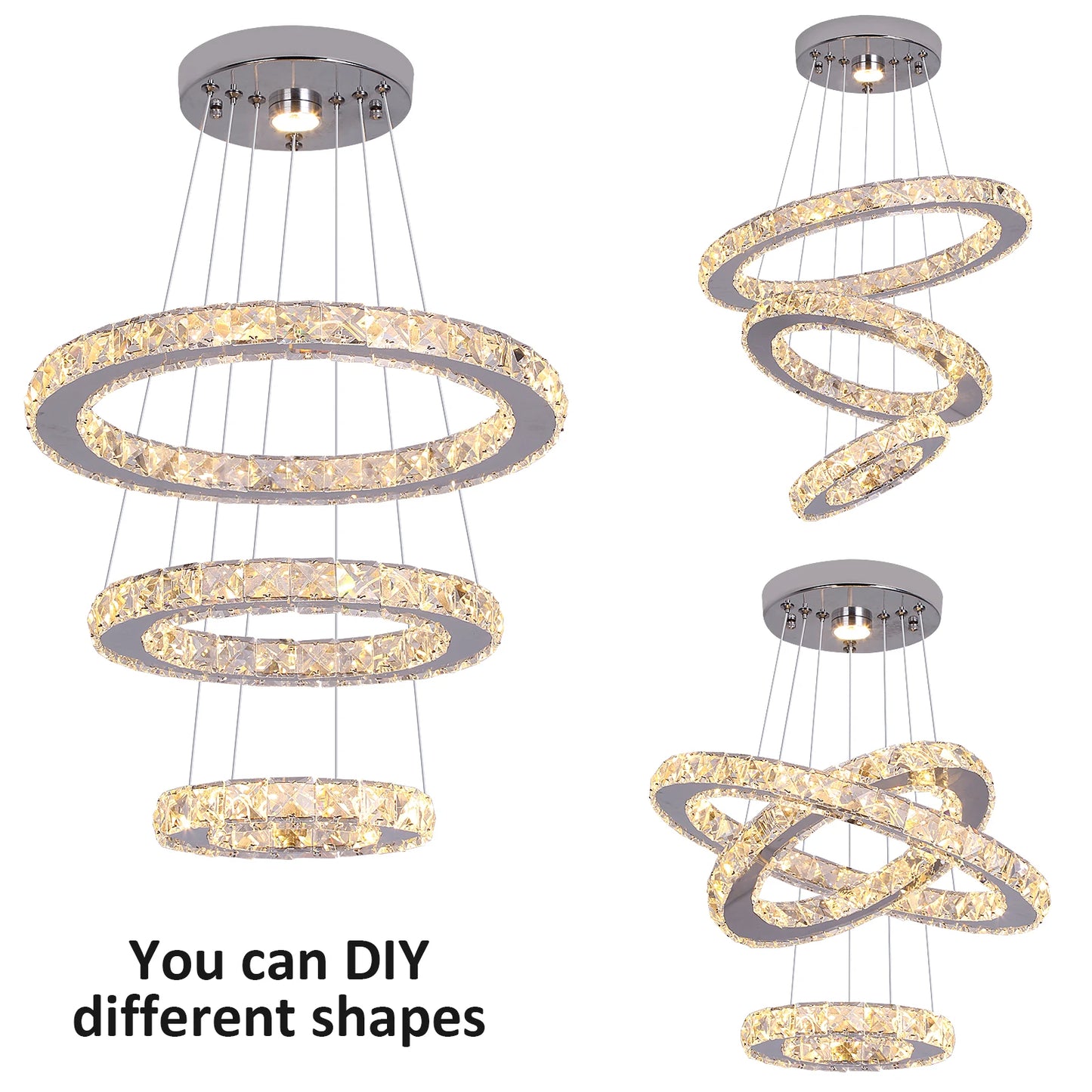 GreeLustr LED Crystal Ring Pendant Light Chandelier