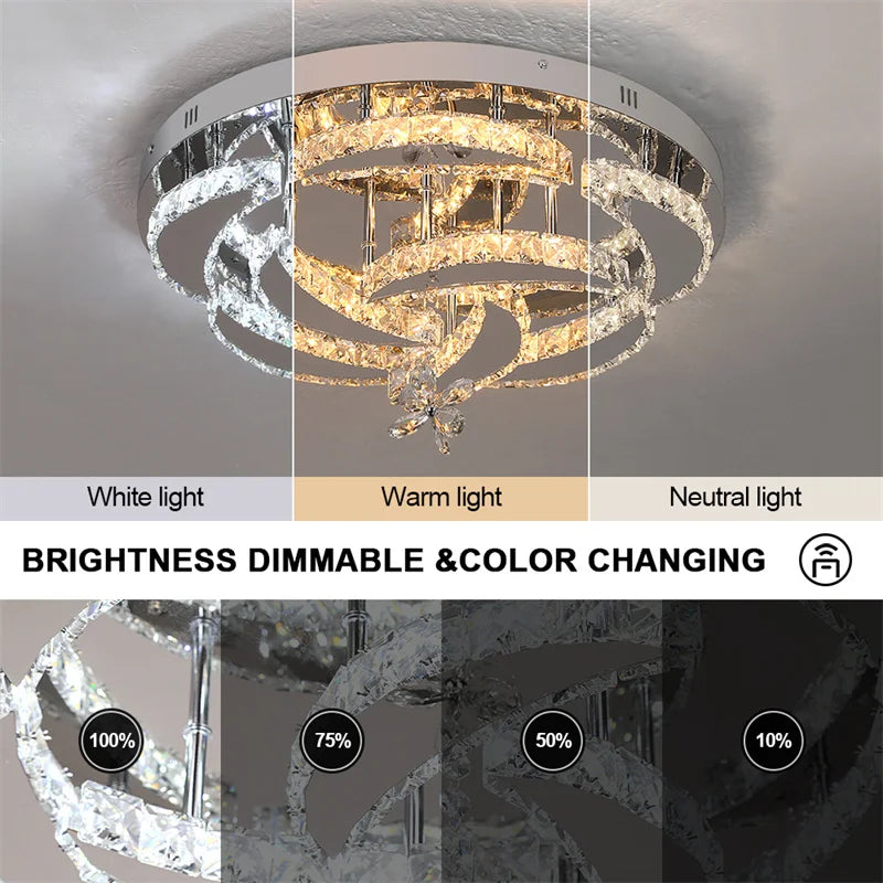 GreeLustr Crystal LED Ceiling Chandelier For Living Dining Room