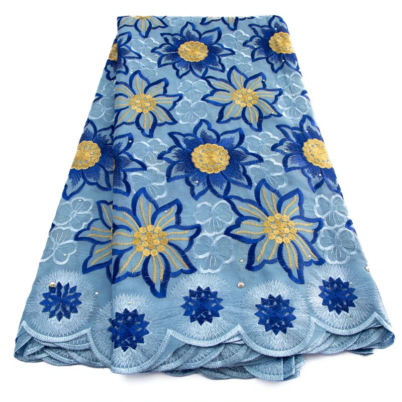 African Lace Fabric With Stones Swiss Voile Polyester